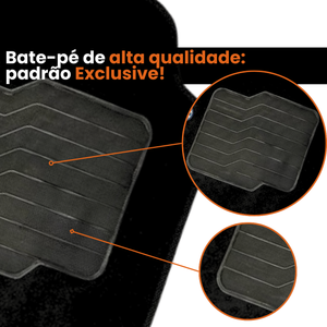 TAPETE CARPETE TIGGO 7 PRO PRETO BORDADO 3 PEÇAS - Exclusive