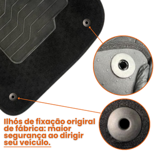 TAPETE CARPETE TIGGO 7 PRO PRETO BORDADO 3 PEÇAS - Exclusive