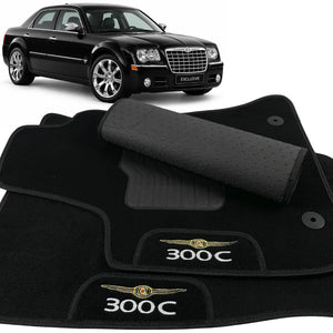 TAPETES CARPETE PRETO CHRYSLER 300C 2004 A 2015 4 PEÇAS