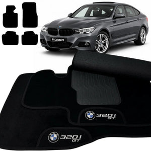 TAPETES CARPETE PRETO BMW 320I GT 2013 A 2017 4 PEÇAS