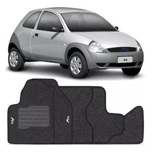 TAPETE FORD KA 1996 A 2008 PRETO BORDADO 4 PEÇAS - Gold Brasil Parts