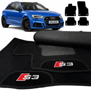 TAPETES CARPETE PRETO AUDI S3 2013 A 2019 4 PEÇAS