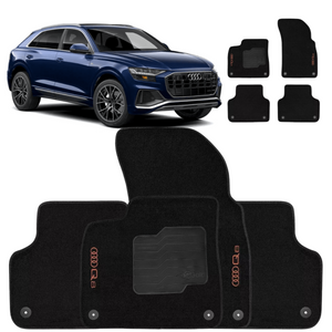 TAPETE CARPETE AUDI Q8 2018 A 2024 PRETO 4 PEÇAS - Exclusive