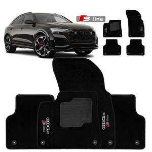 TAPETE CARPETE AUDI Q8 S-LINE 2018 A 2022 PRETO 4 PEÇAS - Exclusive