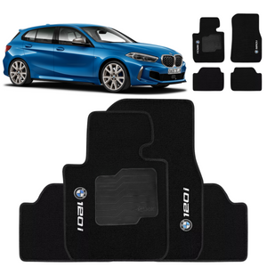 TAPETE CARPETE BMW 120i 2011 A 2019 PRETO BORDADO - Exclusive