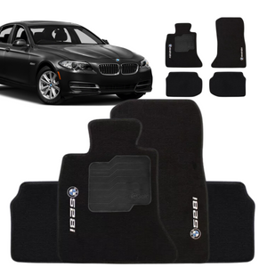 TAPETE CARPETE BMW 528i 2010 A 2016 PLAT. F10 PRETO BORDADO - Exclusive