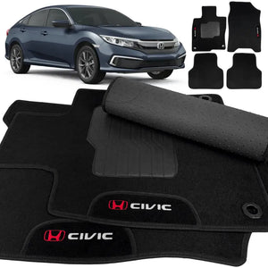TAPETES CARPETE PRETO CIVIC 2017 A 2021 4 PEÇAS