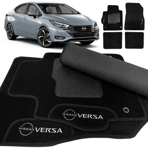 TAPETE CARPETE VERSA 2020 A 2026 PRETO 4 PEÇAS