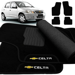 TAPETE CARPETE CELTA 2000 A 2014 PRETO 4 PEÇAS