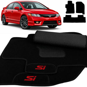 TAPETE CARPETE PRETO CIVIC SI 2007 A 2011 3 PEÇAS