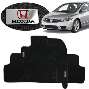 TAPETE BORRACHA TAG INOX CIVIC 2007 A 2011 3 PEÇAS