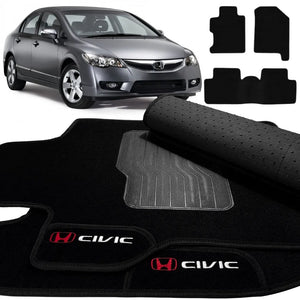 TAPETES CARPETE PRETO HONDA CIVIC 2007 A 2011 3 PEÇAS