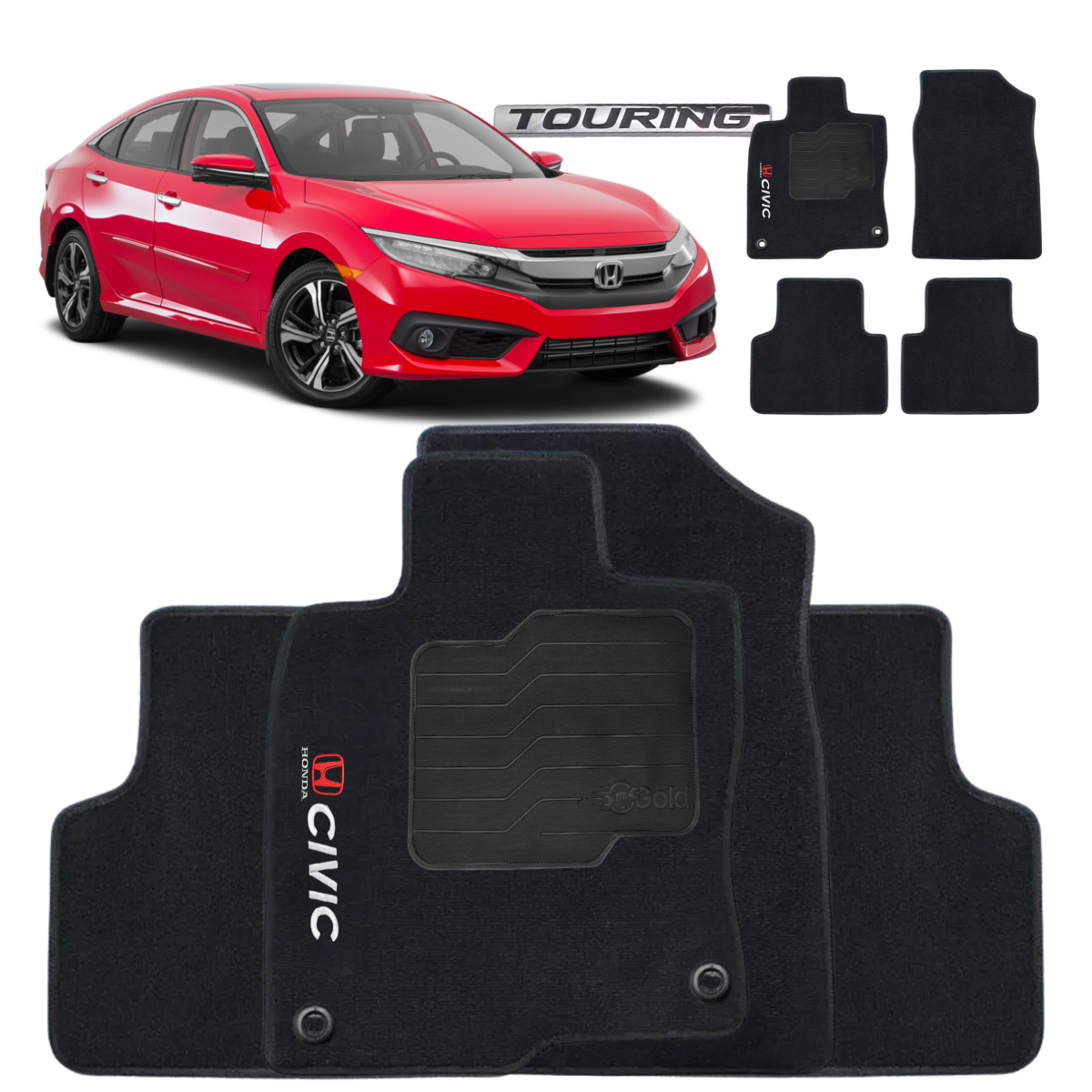 TAPETE CARPETE CIVIC G10 TOURING 2017 A 2020 PRETO 4 PEÇAS – Exclusive