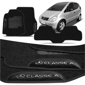 TAPETE CARPETE MERCEDES CLASSE A 1999 A 2005 PRETO 3 PEÇAS - Exclusive