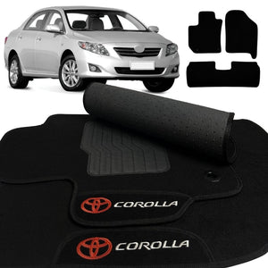 TAPETE CARPETE TOYOTA COROLLA 2009 A 2017 PRETO BORDADO 3 PEÇAS