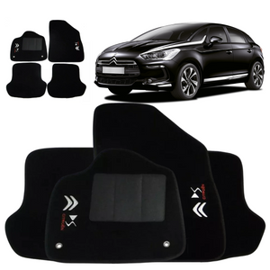 TAPETE CARPETE PARA DS5 2013 A 2015 PRETO BORDADO 4 PEÇAS