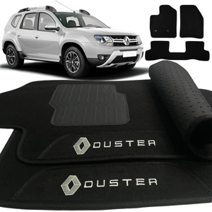 TAPETE CARPETE RENAULT DUSTER 2016 A 2019 PRETO 3 PEÇAS