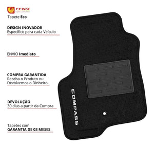 TAPETES CARPETE PRETO JEEP COMPASS 2012 A 2015 5 PECAS