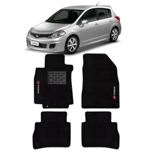 TAPETE CARPETE NISSAN TIIDA PRETO BORDADO 5 PEÇAS - Exclusive