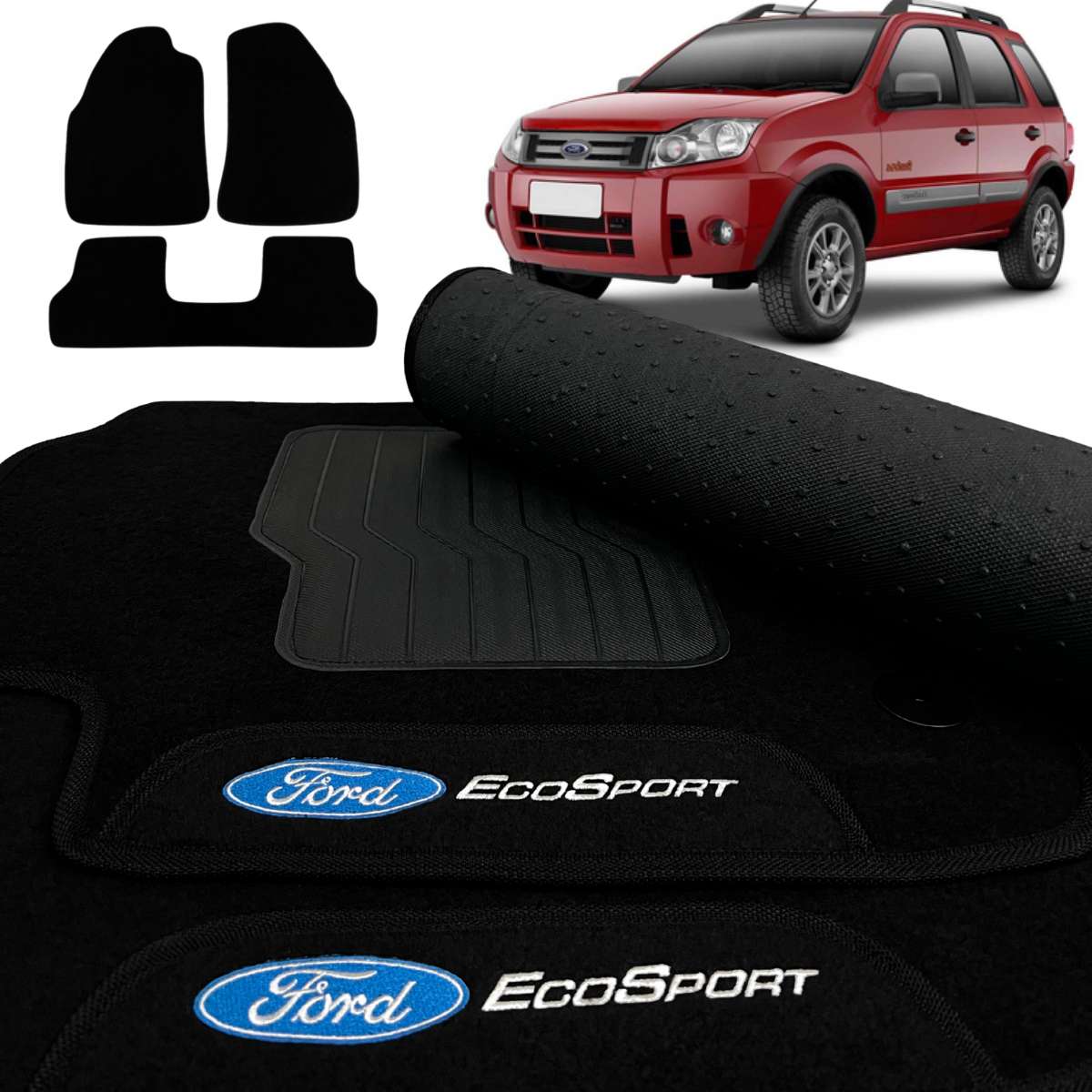 TAPETE CARPETE FORD ECOSPORT 2003 A 2012 PRETO 3 PEÇAS – Exclusive