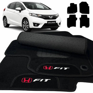 TAPETES CARPETE PRETO HONDA FIT 2015 A 2021 4 PEÇAS