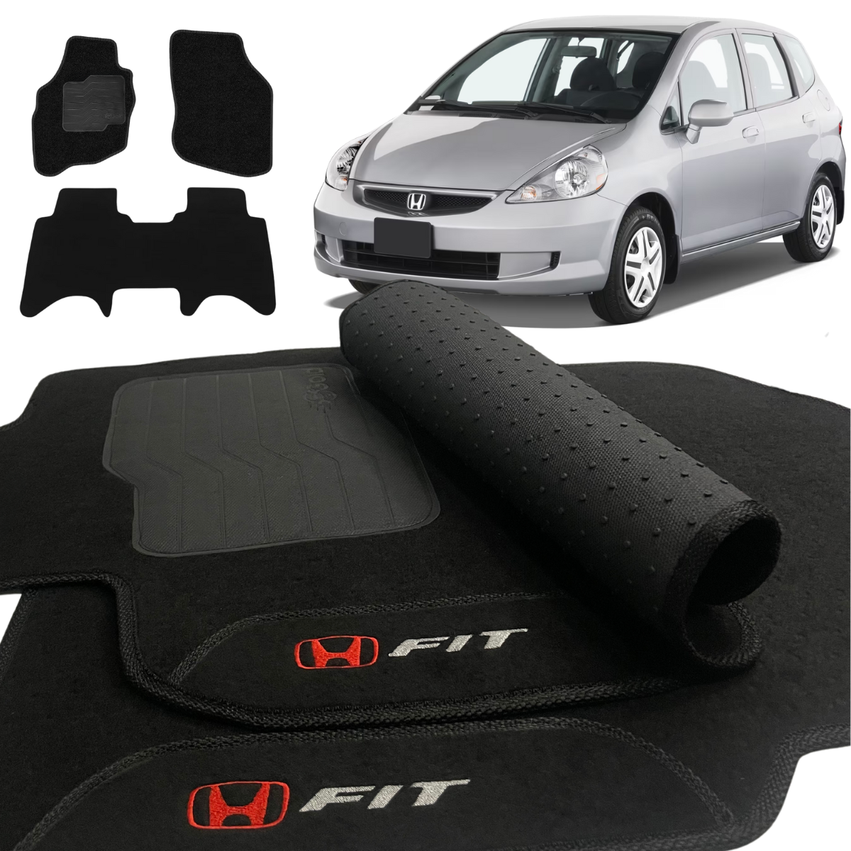 TAPETE CARPETE HONDA FIT 2004 A 2008 PRETO 3 PEÇAS – Exclusive