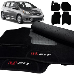 TAPETES CARPETE HONDA FIT 2009 A 2014 PRETO 4 PEÇAS