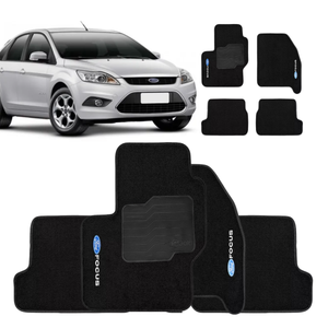 TAPETE CARPETE FOCUS TITANIUM 2009 A 2013 PRETO BORDADO - Exclusive