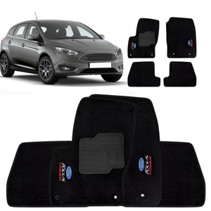 TAPETE CARPETE FOCUS TITANIUM 2014 A 2022 PRETO BORDADO - Exclusive