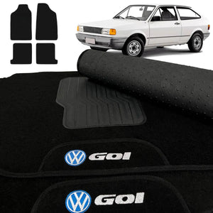 TAPETE CARPETE GOL G1 1980 A 1996 PRETO 4 PEÇAS (GOL QUADRADO)