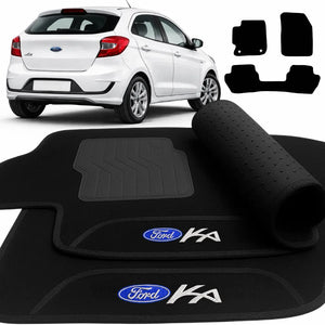 TAPETE CARPETE PRETO FORD KA 2014 A 2021 3 PEÇAS