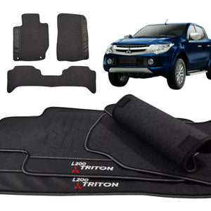 TAPETE BORRACHA PREMIUM L200 TRITON 2018 A 2024 3 PEÇAS
