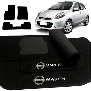 TAPETE CARPETE NISSAN MARCH 2011 A 2015 PRETO 3 PEÇAS