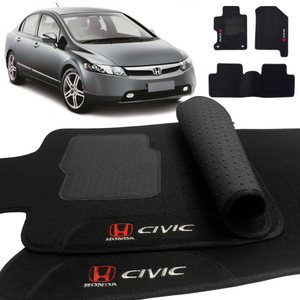 TAPETE CARPETE HONDA CIVIC 2007 A 2011 COM FURAÇÃO PRETO 3 PEÇAS - Exclusive