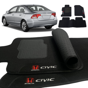 TAPETE CARPETE HONDA CIVIC 2007 A 2011 SEM FURAÇÃO PRETO 3 PEÇAS - Exclusive