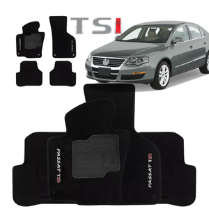 TAPETE CARPETE PASSAT TSI 2005 A 2010 PRETO BORDADO - Exclusive