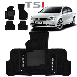 TAPETE CARPETE PASSAT TSI 2011 A 2017 PRETO BORDADO - Exclusive