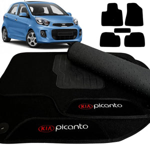 TAPETE CARPETE PICANTO 2011 A 2016 PRETO 5 PEÇAS
