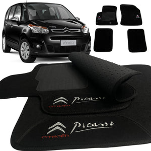 TAPETE CARPETE C3 PICASSO 2010 A 2016 PRETO 4 PEÇAS - Exclusive