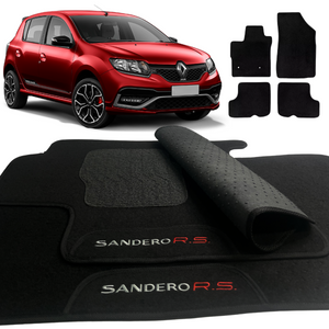TAPETE CARPETE SANDERO RS 2015 Á 2023 PRETO 4 PEÇAS