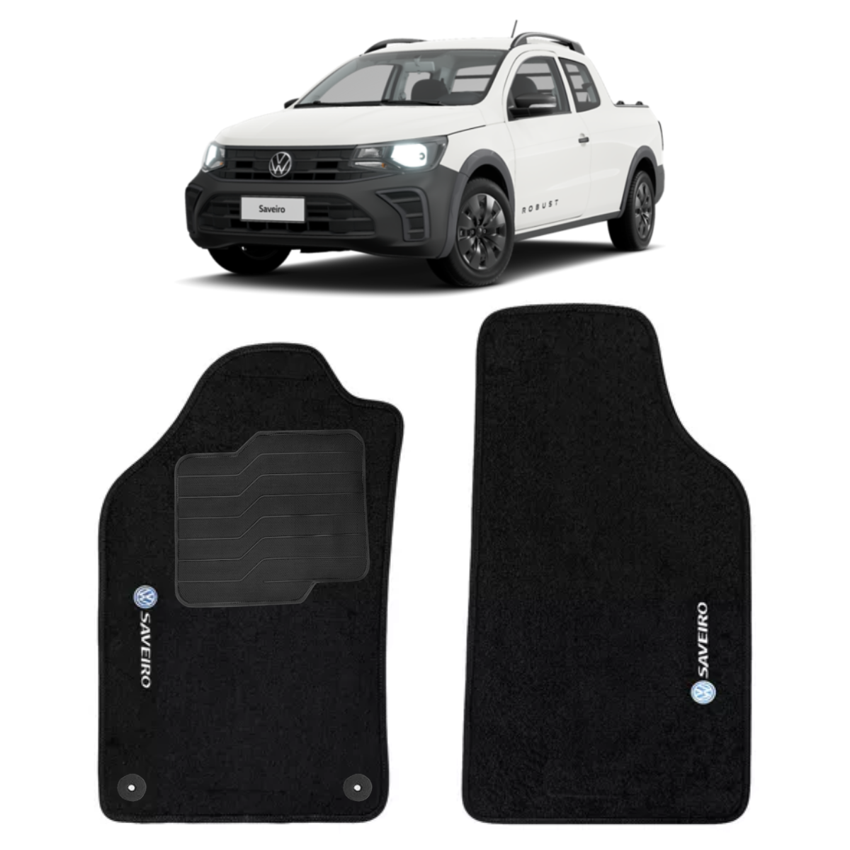 TAPETE SAVEIRO ROBUST 2019 A 2025 PRETO 2 PEÇAS – Exclusive