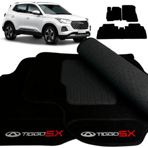 TAPETE CARPETE TIGGO 5X 2018 A 2024 PRETO 3 PEÇAS