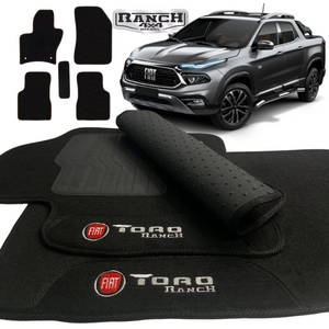 TAPETE CARPETE FIAT TORO RANCH 2016 A 2019 PRETO 5 PEÇAS - Exclusive