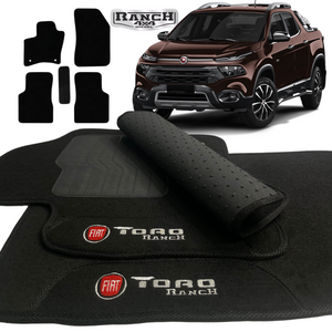 TAPETE CARPETE FIAT TORO RANCH 2020 A 2023 PRETO 5 PEÇAS - Exclusive
