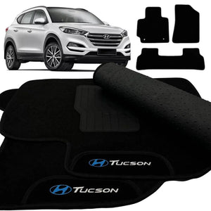 TAPETE CARPETE TUCSON 2017 A 2023 PRETO BORDADO 4 PEÇAS
