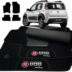 TAPETES CARPETE PRETO UNO WAY 2010 A 2021 4 PEÇAS