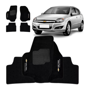 TAPETE CARPETE VECTRA ELEGANCE 2005 A 2011 PRETO BORDADO - Exclusive
