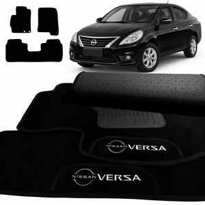 TAPETES CARPETE PRETO VERSA 2011 A 2015 3 PEÇAS