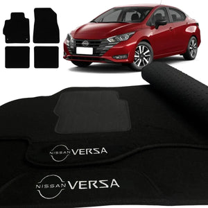 TAPETE CARPETE VERSA 2020 A 2025 PRETO 4 PEÇAS