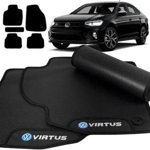TAPETE BORRACHA PREMIUM VIRTUS 2018 A 2026 PRETO 5 PEÇAS